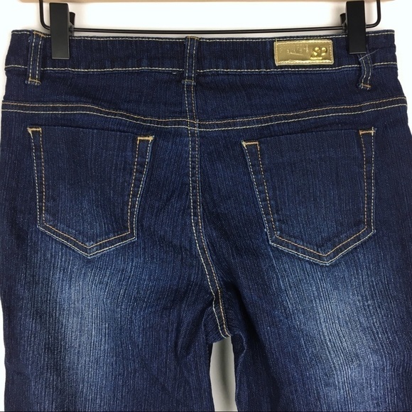 SOUTH POLE Capri Jeans Cuffed Rhinestones Metallic Dark Wash Denim Size 16 Girls - Picture 6 of 14